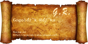 Gogolák Réka névjegykártya